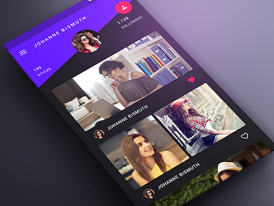 Material Style Profile Page | Dark angle app colorful dark material mobile phone photo profile prototype ui ux