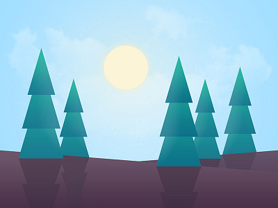 Sunny Day art cloud day illustration mountain polygon sun sunny trees