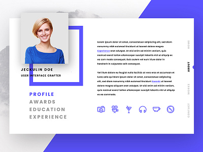 Personal Portfolio Card card contact designer dribbble minimal parallax personal portfolio profile ui ux website