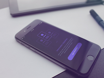 Dark Mobile App Screen - Intro app colorful dark illustration introduction minimal mockup phone purple ui ux walkthrough