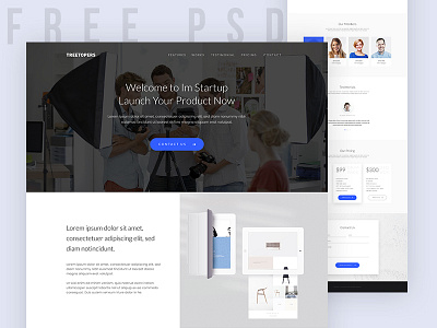 Freebie | Start-up Landing Page blue colorful download free psd freebie homepage inspiration startup ui visual design web website