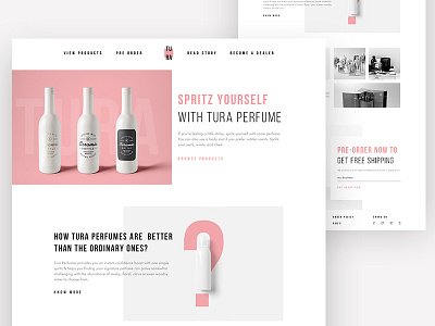 Tura - Perfume Website Concept card style clean colorful landing page minimal one page perfume product typography ui ux website