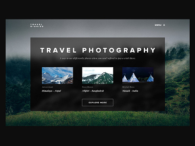 Travel Diary - Sneak Peak dark mountain photography place travel trend typography ui ux website wip