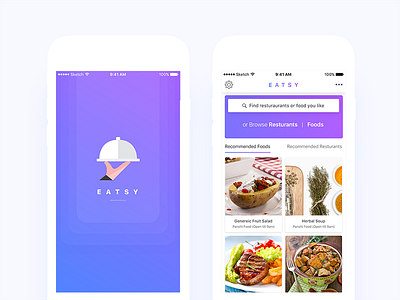 E A T S Y - Mobile App UI (Concept) app store application color food foodies gradient ios iphone mobile app ux