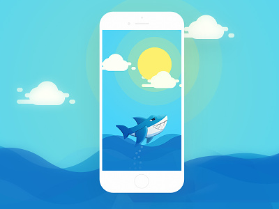 IPhone Wallpaper andorid art color illustration iphone sea summer sunny ui ux wallpaper whale