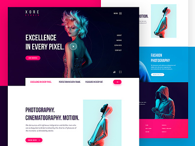 Studio Website - Homepage agency cinema colorful creative dark design landing page photography studio ui ux website
