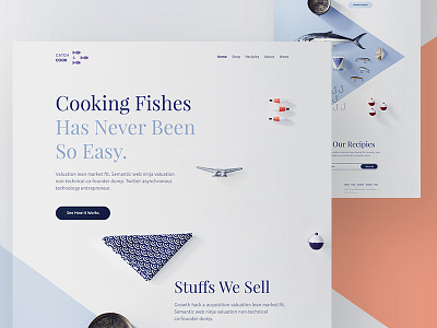 Catch Fish. Cook Fish. clean colorful creative ecommerce fish minimal product sell shop ui ux web