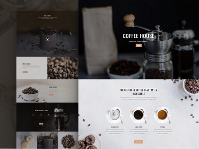 Coffee Shop Website - Sneak Peak cafe cake coffee dark divi layout minimal pack photography retro shop