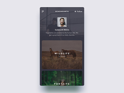 Mobile App UI - Profile Screen app store card dark dashboard data ios iphone x mobile app photography social ux