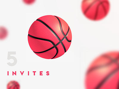 5 Dribbble Invites 3d 5 invites ball balls community dribble giveaways illustration invites