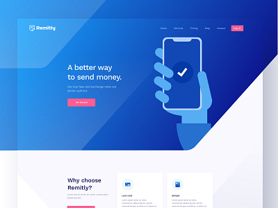 Remitly Landing Page - Full preview creative credit debit card dashboard design desktop financial google apple microsoft gradient icon illustration isometric landing page minimal colorful photography product landing page remittance currency transection ui unopie design agency user flow journey ux website