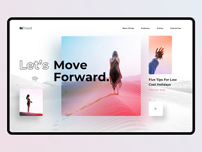 Travel Web Design | Explore 2019 trend design app creative flight desert city fluid freedom inspiration motivation grid typography dark landing page logo next generation abstract overlay colorful unique shadow gradient image stylish architecture interior transparent virtual reality travel booking tour ui ux vector website