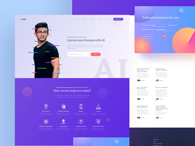 Cente Customer Support Page - Full Preview v2 app customer design fluid gradient illustration landing page minimal support team trend ui user flow ux vector web website