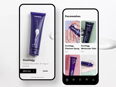 Skincare - Mobile Application UI 2020 2019 2018 cleanser moisturizer cream colorful design creative icon design interaction design ios android hybrid minimal mobile phone motion design photography minimal product re branding re design resolve round button shape skin health care skincare fashion cream typography ui dashboard ux ui visual