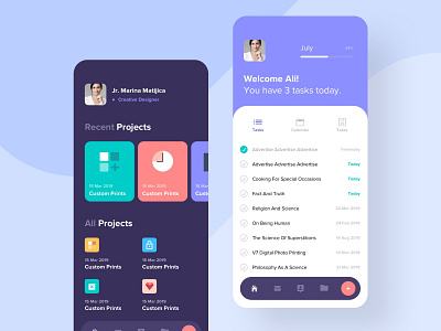 Tasking - Task and project micro-management platform 2019 2020 2021 apple google microsoft card color colorful creative fluid ios management app material minimal simple abstract mobile project task task management ui ux design