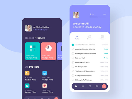 Tasking - Task and project micro-management platform by Ali Sayed on Dribbble