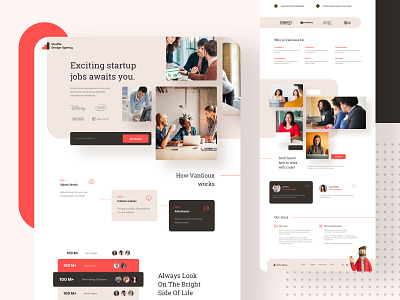 Startups job finding - MVP landing page 2020 2021 2022 company creative design agency job finding result minimal product experience search remote relocation simple startup ui ux website