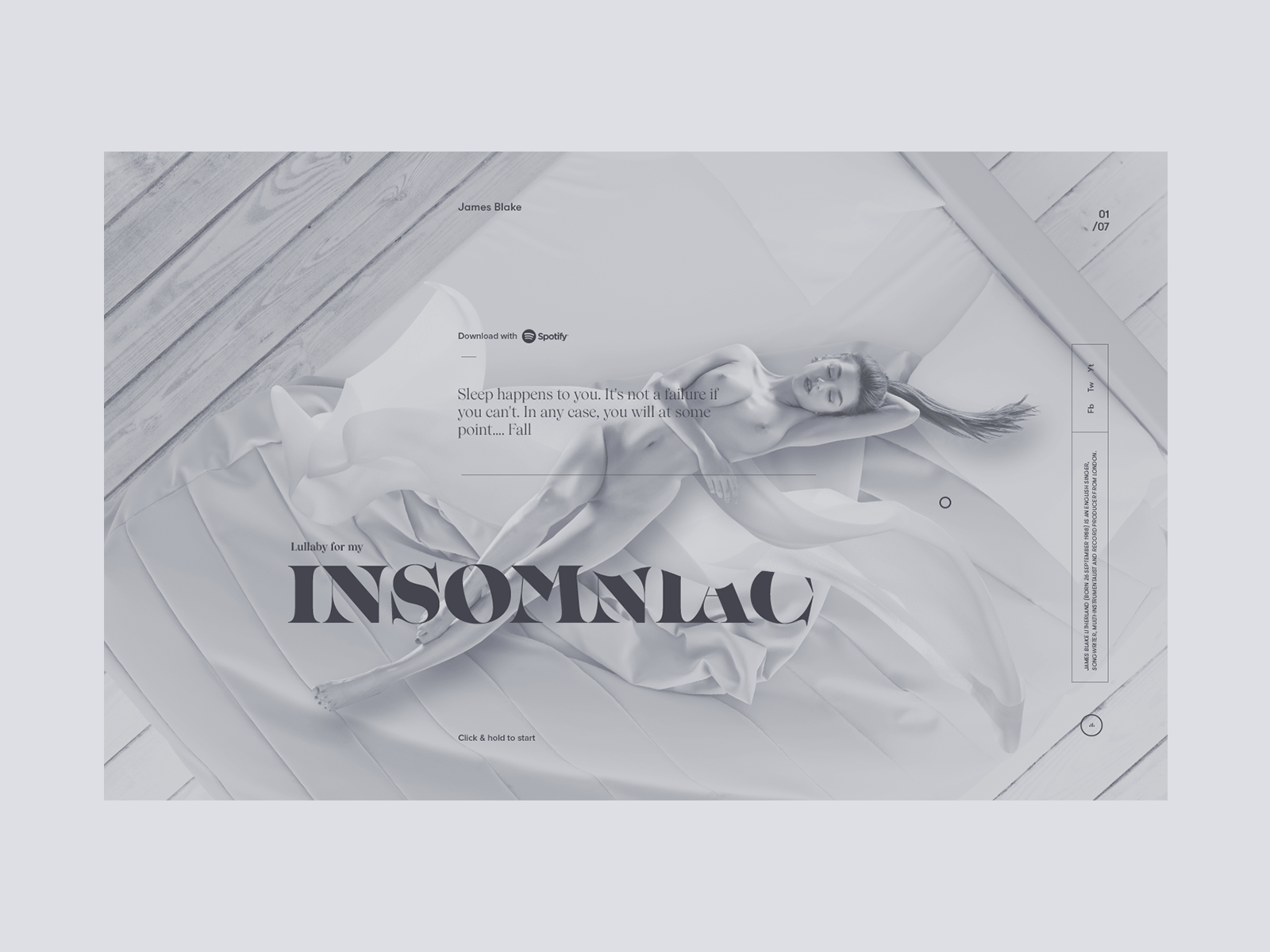 James Blake - Lullaby for my Insomniac clean music music artist typography web design webgl