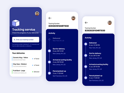 Parcel Tracker - UI App Design app clean minimal mobile design mobile ui service ux