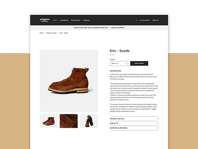 Yuketen Product Page brand clean fashion layout minimal minimalistic modern navigation typography ui ux website