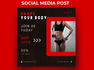 Gym/Fitness Social Media Post 1080x1080 gym instagram post social social media
