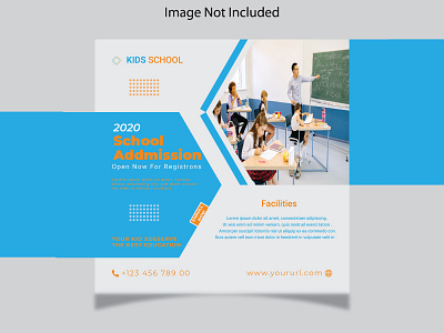 School Admission Social Media Post ads back to school banner class clean design college creative education facebook post instagram post kids learning