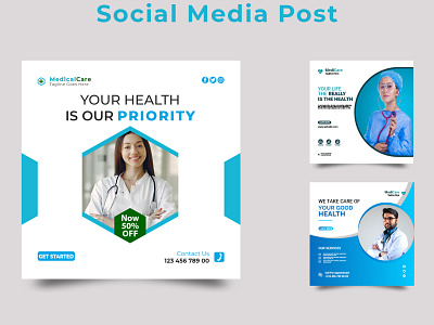 Social Media Post 1080x1080 business corporate design elegant health care illustration instagram post logo social social media