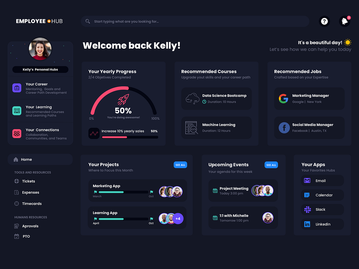 Intranet Dashboard by Wilson Sánchez on Dribbble