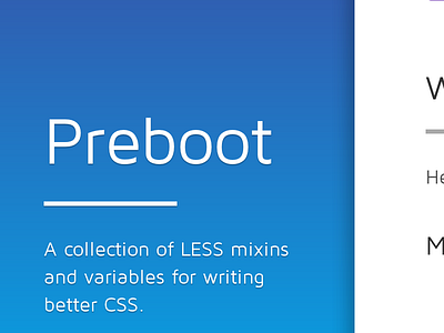 Preboot reboot blue css html less maven pro preboot white