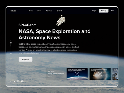 Landing page for Space.com ui
