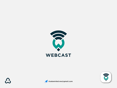 webcast logo design wi-fi , location & w letter