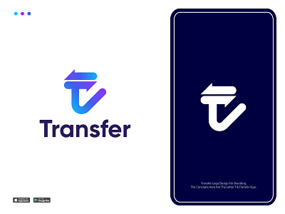 Transfer tech logo brand brand identity branding clean clean logo color colorful design gradient graphic design lettermark logo logo designer logodesign logomark logos minimalist minimalist logo monogram typography