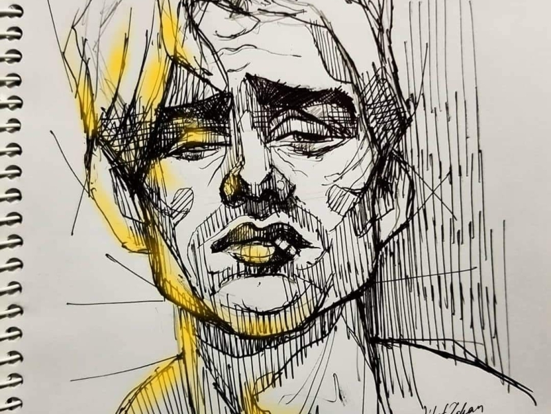 Face deals pen sketch