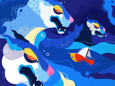 The monster of waves art branding colorful design graphic graphic design illustration jayekang pattern