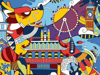 Chinatown London (Part) art chinatown colorful dragon graphic illustration jayekang london uk