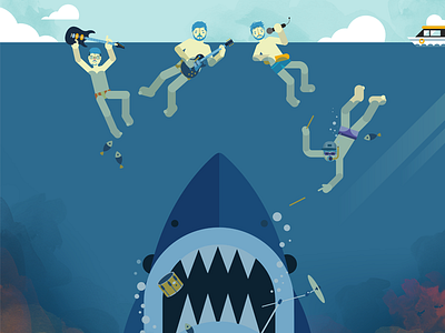 Jaws animal band graphic illustration jaws jayekang love music nature ocean shark story