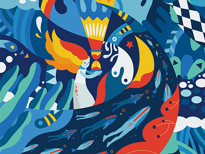 Moment 倏忽 Part I colourful design fish friendship girl illustration jaye kang lights music nature pattern time