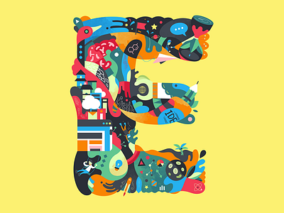 E for Editorial art colorful design editorial illustration kunst life patterns story