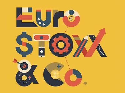 Euro STOXX & Co colourful commercial diagram euro font illustration jayekang pattern stock usd