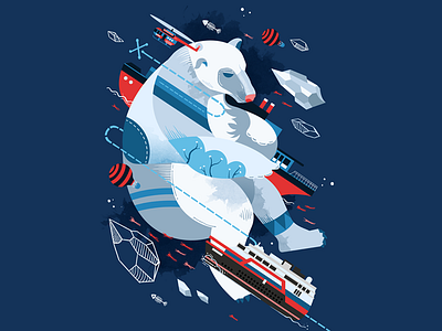 Going To North Pole animal art bear goal helicopter illustration new world north pole ship travel