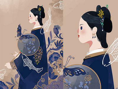 Story of Yanxi Palace art beautiful butterfly chinese design fish illustration jayekang poster story traditional woman yanxi palace