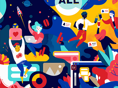 Adobe 2018 adobe art colorful crestivecloud design dream illustration networking ui xd
