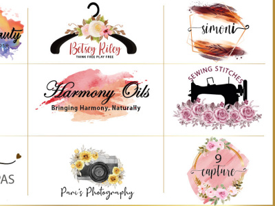 Professional Signature Watercolor Logo beautiful feminine logo hand drawn signature logo watercolor logo