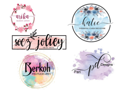 Professional Signature Watercolor Logo beautiful feminine logo hand drawn signature logo watercolor logo