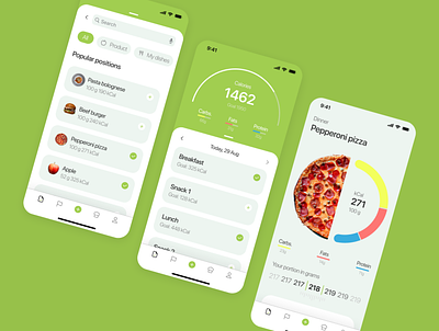 Calorie tracker fitness food mobile product design ui