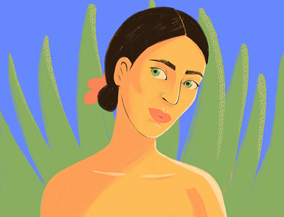 Blue lagoon girl art beauty character digital fashion illustration portrait tropical