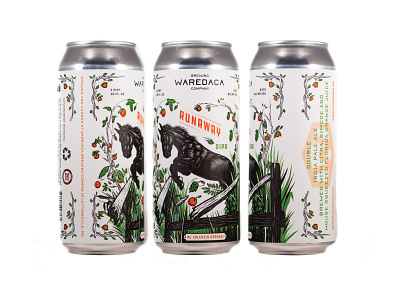 Runaway DIPA beer beer label beer label design beer labels botanical can art craft beer design drawing farm flora floral fruit hand drawn horse illustration line art oranges procreate