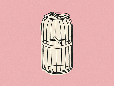 Free The Beer beer bird bird cage craft beer hand drawn line work