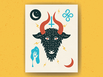Baphomet 2d baphomet black metal devil drawing horns illustration linocut metal occult poster vector