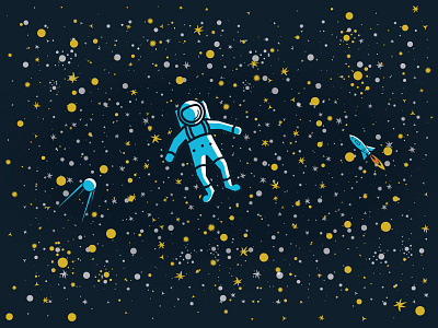 Star Man astronaut illustration rocket space stars